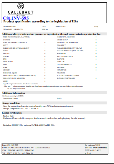 Callebaut Recipe C811 Dark Chocolate Callets™ – 22 lb Bulk Bag