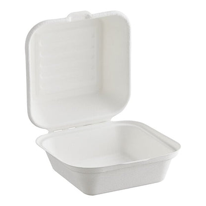 EcoChoice 6" x 6" x 3" White Plant Fiber Take-Out Container - 500/Case