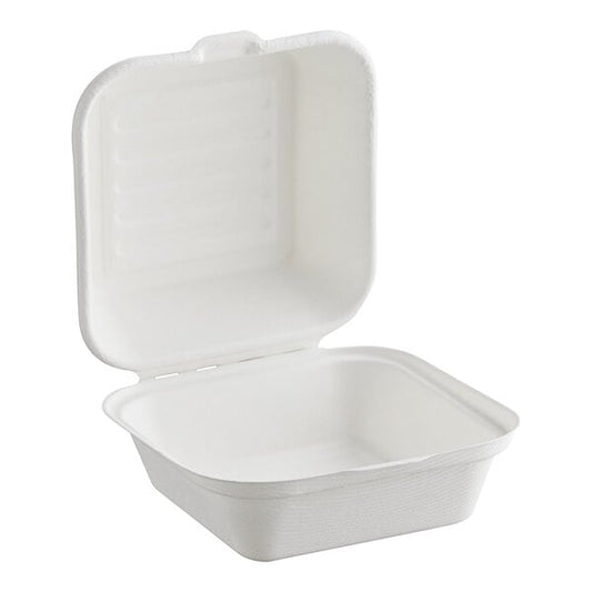 EcoChoice 6" x 6" x 3" White Plant Fiber Take-Out Container - 500/Case