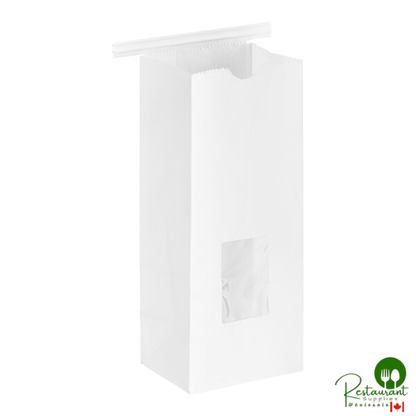 3 3/8" x 7 3/4" 1/2 lb. White Customizable Tin Tie Cookie / Coffee / Donut Bag with Window By Prime - 1,000/Case