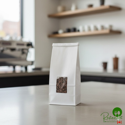 3 3/8" x 7 3/4" 1/2 lb. White Customizable Tin Tie Cookie / Coffee / Donut Bag with Window By Prime - 1,000/Case