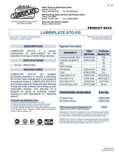 L0863-062 LUBRIPLATE STO-FG – 55 GALLON DRUM