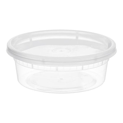 Choice Heavy Duty 8 oz. Microwavable Translucent Plastic Deli Container and Lid Combo Pack - 240/Case