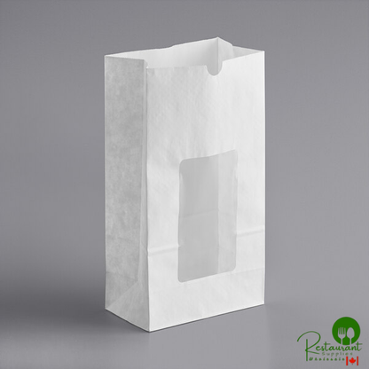 6" x 11 1/8" 6 lb. White Paper Cookie / Coffee / Donut Bag with Window By Prime - 500/Case