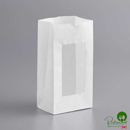 3" x 9 5/8" 4 lb. White Paper Cookie / Coffee / Donut Bag with Polyethylene Window By Prime - 1,000/Case