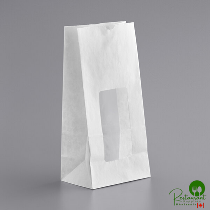 6" x 12 1/2" 8 lb. White Paper Cookie / Coffee / Donut Bag with Window By Prime - 500/Case