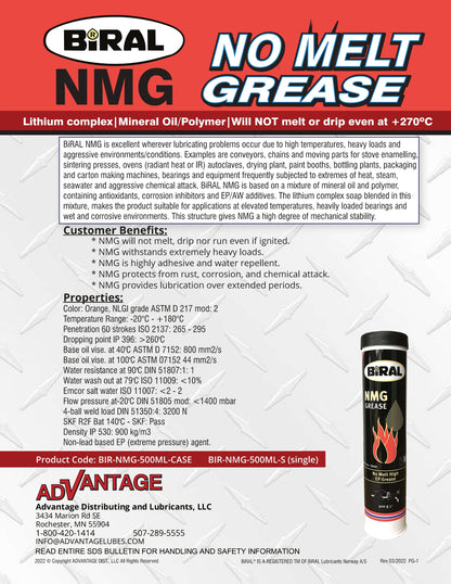 BIRAL NMG NO MELT GREASE NLGI-2 – 180KG (396 POUND) DRUM