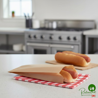 3 1/2" x 1 1/2" x 9" Plain Kraft Paper Hot Dog Bag By Prime - 1,000/Case