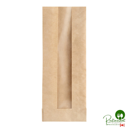 3 1/2" x 1 1/2" x 9" Window Kraft Hot Dog Bag By Prime - 500/Case