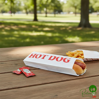 3 1/2" x 1 1/2" x 9" Printed Paper Hot Dog Bag By Prime - 1,000/Case