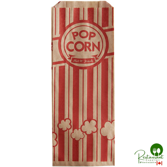 3 3/4" x 1 3/4" x 9 1/2" 1.1 oz. Kraft Popcorn Bag By Prime - 1,000/Case