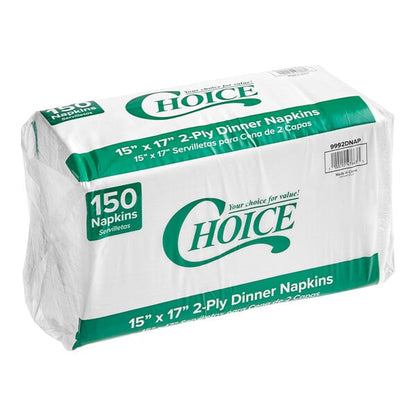 Choice White Customizable 2-Ply Dinner Napkin 17" x 15" - 3,000/Case