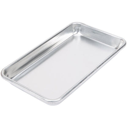 Choice Eighth Size 6 1/2" x 9 1/2" 19 Gauge Wire in Rim Aluminum Bun Pan / Sheet Pan - 12/Case