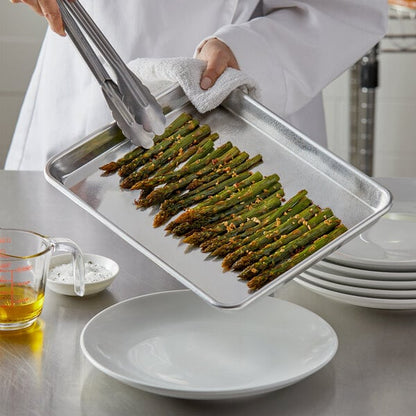 Choice Quarter Size 9 1/2" x 13" 19 Gauge Wire in Rim Aluminum Bun / Sheet Pan - 12/Case