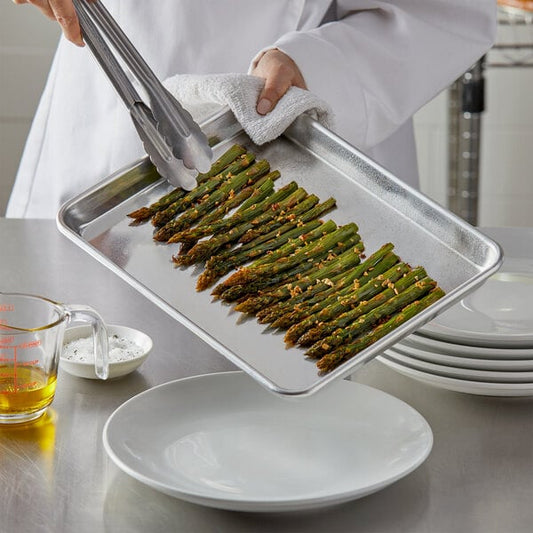 Choice Quarter Size 9 1/2" x 13" 19 Gauge Wire in Rim Aluminum Bun / Sheet Pan - 12/Case
