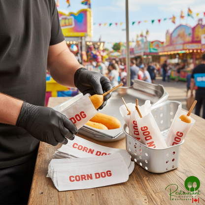 3" x 3/4" x 7" Printed Paper Corn Dog Wrapper By Prime - 2,000/Case
