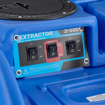 Lavex Dual 3-Stage Heated Carpet Extractor with 25' Hoses and 12" Stainless Steel Wand - 12 Gallon, 500 PSI