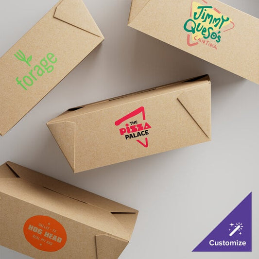 Choice Kraft Microwavable Folded Paper #3 Take-Out Customizable Container 7 3/4" x 5 1/2" x 2 1/2" - 200/Case
