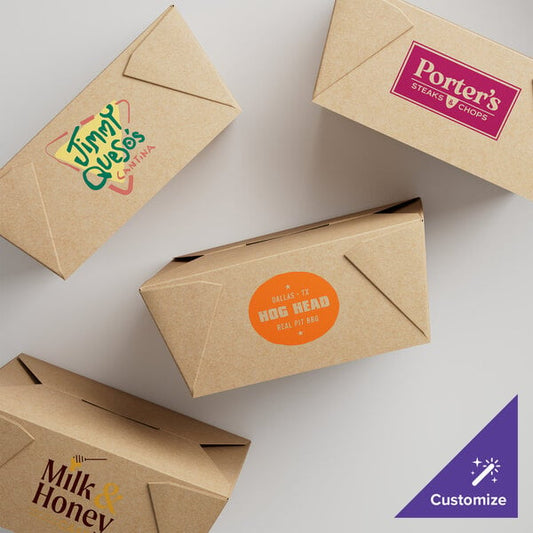 Choice Kraft Microwavable Folded Paper #8 Take-Out Customizable Container 6" x 4 3/4" x 2 1/2" - 300/Case