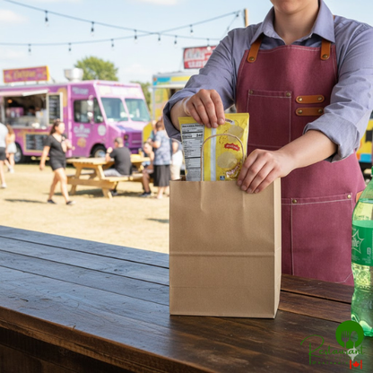 8" x 4 1/2" x 10 1/4" Natural Kraft Paper Customizable Shopping Bag with Handles By Prime - 250/Case