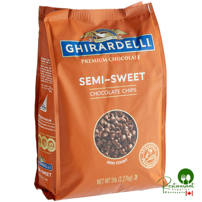 Ghirardelli 1M Semi-Sweet Chocolate Baking Chips 5 lb Bag