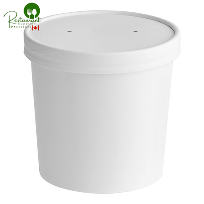 Choice 26 oz. White Double Poly-Coated Paper Food Cup with Vented Paper Lid - 250/Case