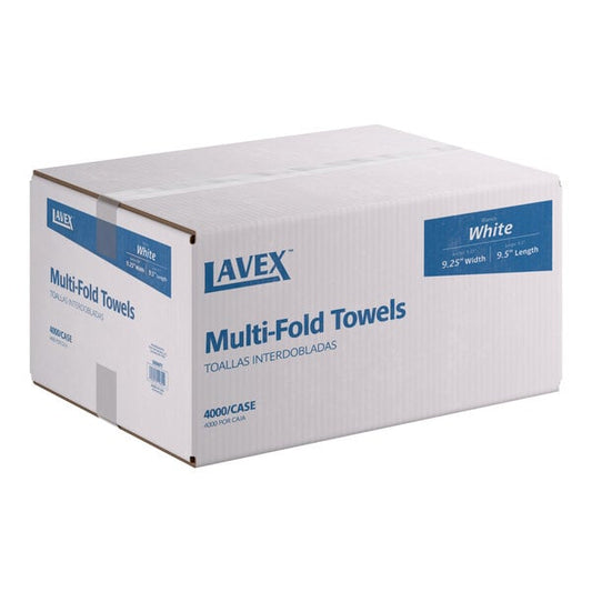 Lavex White M-Fold (Multifold) Towel - 4,000/Case
