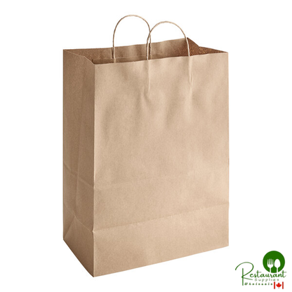 13" x 7" x 17" Natural Kraft Paper Customizable Shopping Bag with Handles By Prime - 250/Case