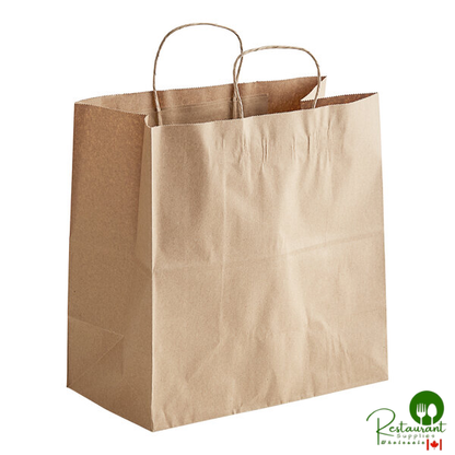 13" x 7" x 13" Natural Kraft Paper Customizable Shopping Bag with Handles By Prime - 250/Case