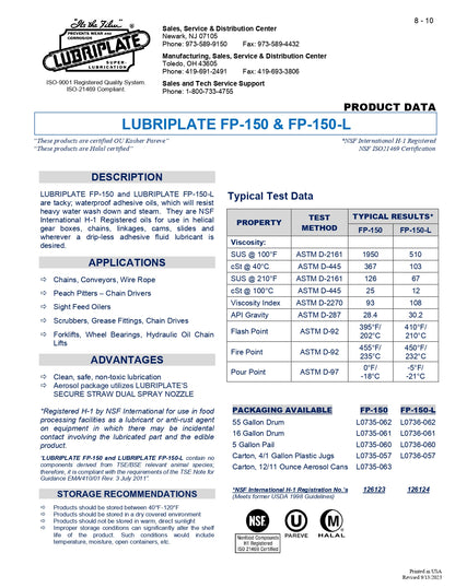L0736-060 LUBRIPLATE FP-150-L OIL – 5 GALLON PAIL
