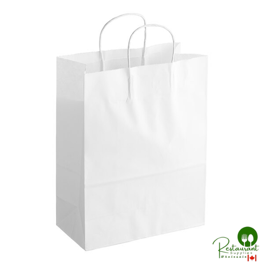 10" x 5" x 13" White Paper Customizable Shopping Bag with Handles By Prime - 250/Case