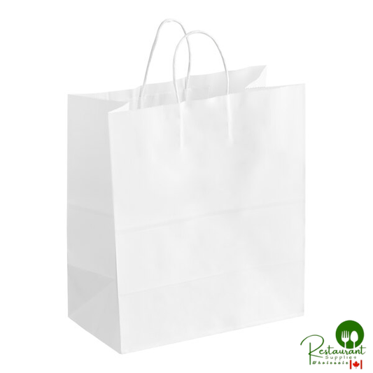 13" x 7" x 13" White Paper Customizable Shopping Bag with Handles By Prime - 250/Case
