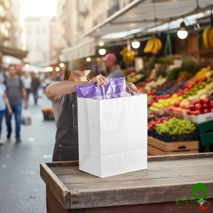 13" x 7" x 13" White Paper Customizable Shopping Bag with Handles By Prime - 250/Case