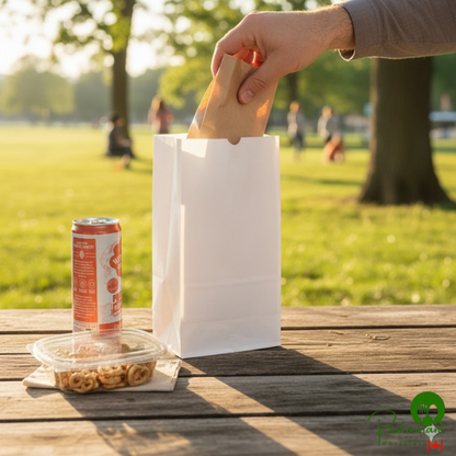 4 lb. White Paper Customizable Bag By Prime - 500/Case