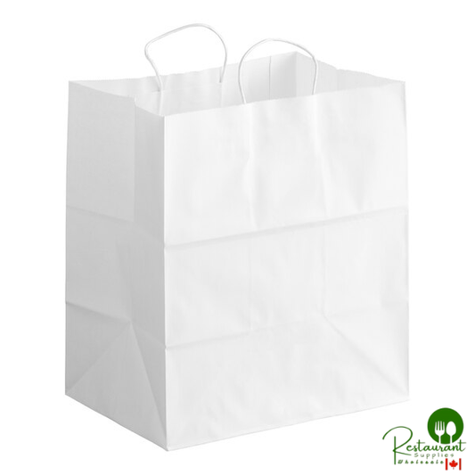 14" x 10" x 15 3/4" White Paper Customizable Shopping Bag with Handles By Prime - 200/Case