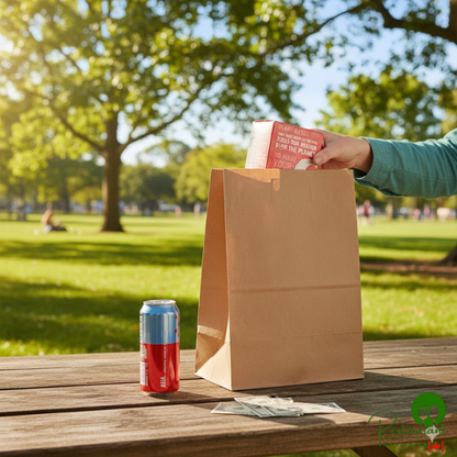 1/8 52 lb. Natural Kraft Paper Customizable Barrel Sack By Prime - 500/Case