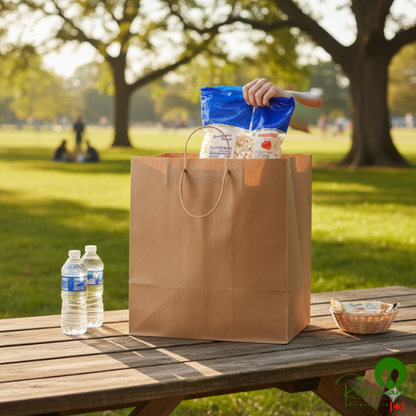 16" x 11" x 18 1/4" Natural Kraft Paper Customizable Shopping Bag with Handles By Prime - 200/Case