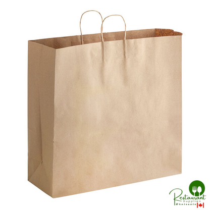 18" x 7" x 18 3/4" Natural Kraft Paper Customizable Shopping Bag with Handles By Prime - 200/Case