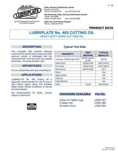 L0587-057-S LUBRIPLATE 405 CUTTING OIL – 1 GALLON SINGLE