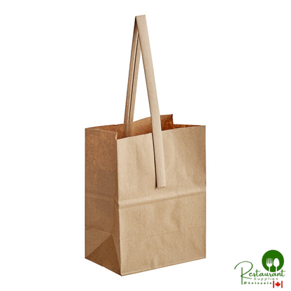 6 3/4" x 8 1/8" 1/2 Peck "Sophomore" Natural Brown Kraft Paper Produce Customizable Market Stand Bag with Handle By Prime - 500/Case