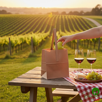 6 3/4" x 8 1/8" 1/2 Peck "Sophomore" Natural Brown Kraft Paper Produce Customizable Market Stand Bag with Handle By Prime - 500/Case