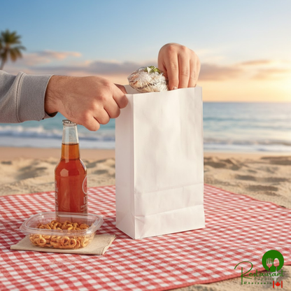 6 lb. White Paper Customizable Bag By Prime - 500/Case