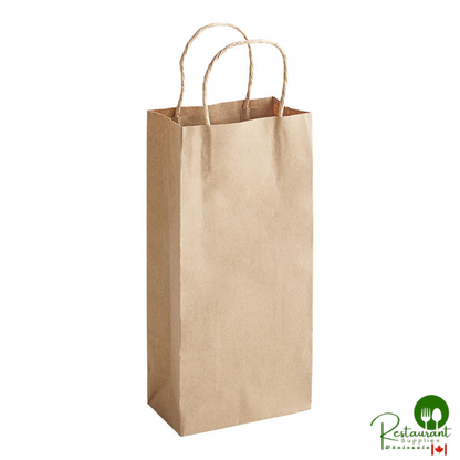 5 1/2" x 3 1/4" x 13 1/8" Natural Kraft Paper Customizable Shopping Bag with Handles By Prime - 250/Case