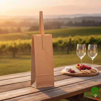 5" x 12 1/2" 1 Bottle Customizable Paper Wine Bag with Handle By Prime - 250/Case