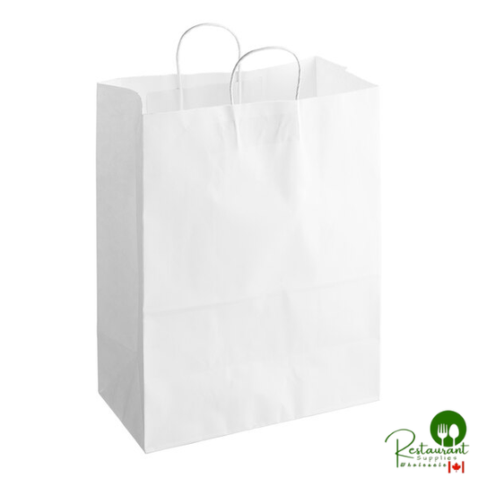 13" x 7" x 17" White Paper Customizable Shopping Bag with Handles By Prime - 250/Case
