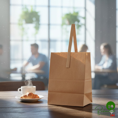 8" x 10 1/2" 1 Peck Natural Brown Kraft Paper Produce Customizable Market Stand Bag with Handle By Prime - 500/Case