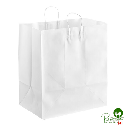 16" x 11" x 18 1/4" White Paper Customizable Shopping Bag with Handles By Prime - 200/Case