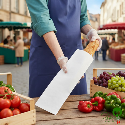 4 1/2" x 2 1/2" x 24" Plain Unwaxed Baguette Paper Bread Bag By Prime - 1,000/Case