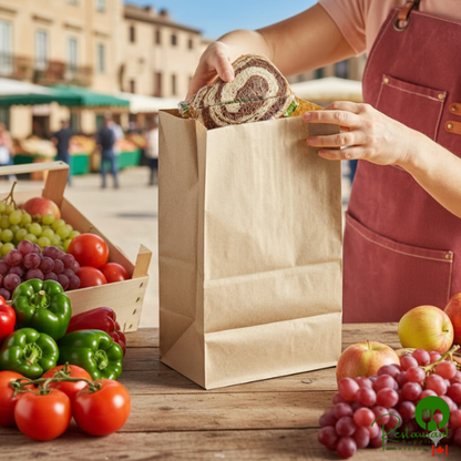 20 lb. Shorty Natural Kraft Paper Customizable Bag By Prime - 500/Case