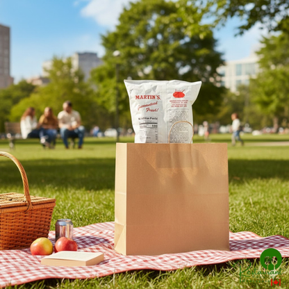 14" x 8" x 14 3/4" Natural Kraft Paper Customizable Shopping Bag with Handles By Prime - 200/Case